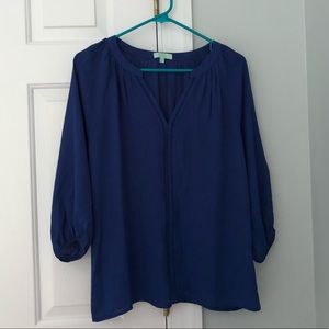 Francesca’s V-Neck Royal Blue Blouse